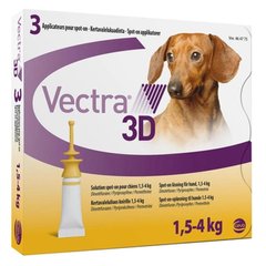 Краплі від бліх та кліщів для собак та цуценят Ceva Vectra 3D 1.5-4кг 1шт 0.8мл