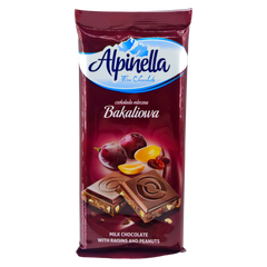 Шоколад Alpinella Bakaliowa - З арахісом та родзинками 90 г 5140 фото Деліціо фуд