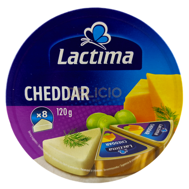 Сир плавлений порційний Lactima Cheddar 8 * 15г 120 г 6262527 фото Деліціо фуд