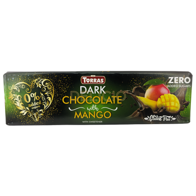 Шоколад без цукру Torras Zero чорний з манго 300г 6268685 фото Деліціо фуд