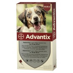 Краплі Bayer Адвантікс від заражень екто паразитами для собак 10-25 кг 1 піпетка