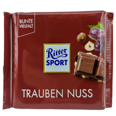 Шоколад молочний Ritter Sport Trauben Nuss - З родзинками та лісовим горіхом 100 г 5129 фото Деліціо фуд