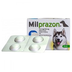 Таблетки для лікування та профілактики гельмінтозів зі смаком м'яса Мілпразон KRKA для собак більше 5кг 1таб
