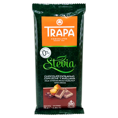 Шоколад молочний зі стевією та фундуком Trapa Stevia Milk Chocolate & Hazelnut 0% Added Sugar 75 г 6262436 фото Деліціо фуд